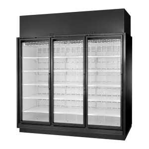 True TRM3M-BLK-WHT-1BLKLLL-YN-4 97" Three Section Supermarket Display Refrigerator, (3) Left Hinge Doors, Black, 208-240v