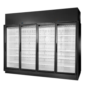True TRM4L-BLK-WHT-1BLKRRRR-YN-4 127 1/2" Four Section Supermarket Display Freezer, (4) Right Hinge Doors, Black, 208-240v