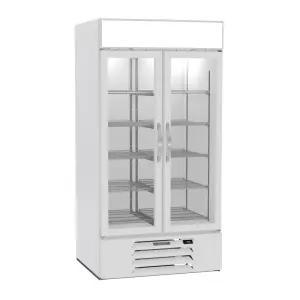 Beverage-Air MMF35HC-1-W 39 1/2" Two Section Display Freezer w/ Swing Doors - Bottom Mount Compressor, White, 115v