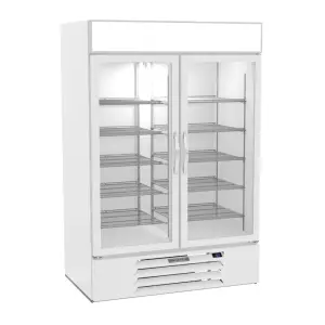 Beverage-Air MMF49HC-1-W 52" Two Section Display Freezer w/ Swing Doors - Bottom Mount Compressor, White, 115v