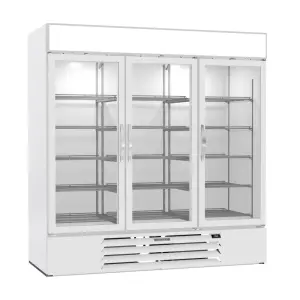 Beverage-Air MMF72HC-1-W 75" Three Section Display Freezer w/ Swing Doors - Bottom Mount Compressor, White, 230v