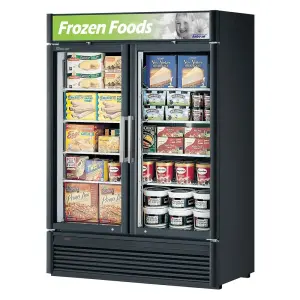 Turbo Air TGF-47SD-N 51 1/8" Two Section Display Freezer w/ Swing Doors - Bottom Mount Compressor, Black, 115v