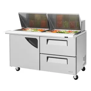 Turbo Air TST-60SD-24-D2-N 60 1/4" Super Deluxe Mega Top Sandwich/Salad Prep Table w/ Refrigerated Base, 115v