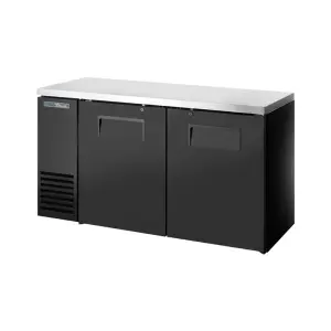 True TBB24-60-2S-Z1-SFT-B-1 60 1/8" Bar Refrigerator - 2 Swinging Solid Doors, Black, 115v