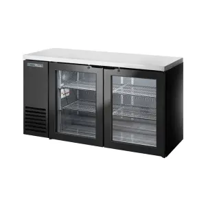 True TBB24-60-2G-Z1-SFT-B-1 60 1/8" Bar Refrigerator - 2 Swinging Glass Doors, Black, 115v