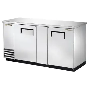 True TBB-3-S-HC 69" Bar Refrigerator - 2 Swinging Solid Doors, Stainless, 115v