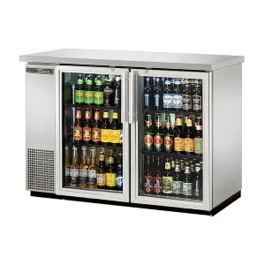 True TBB24-48-2G-Z1-SFT-S-1 48 1/8" Bar Refrigerator - 2 Swinging Glass Doors, Stainless, 115v