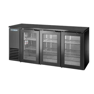 True TBB24-72-3G-Z1-BST-B-1 72 1/8" Bar Refrigerator - 3 Swinging Solid Doors, Black, 115v