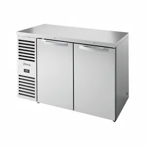 True TBR52-RISZ1-L-S-SS-1 52" Bar Refrigerator - Swinging Solid Doors, Stainless, 115v