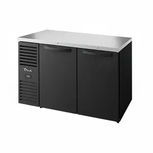 True TBR52-RISZ1-L-B-SS-1 52" Bar Refrigerator - Swinging Solid Doors, Black, 115v