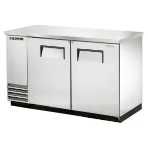 True TBB-2-S-HC 59" Bar Refrigerator - 2 Swinging Solid Doors, Stainless, 120v