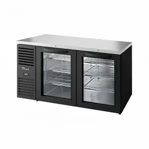 True TBR60-RISZ1-L-B-GG-1 60" Bar Refrigerator - Swinging Glass Doors, Black, 115v