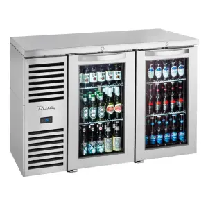 True TBR48-RISZ1-L-S-GG-1 48" Bar Refrigerator - Swinging Glass Doors, Stainless, 115v