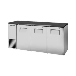 True TBB24-72-3S-Z1-BST-S-1 72 1/8" Bar Refrigerator - 3 Swinging Solid Doors, Stainless, 115v
