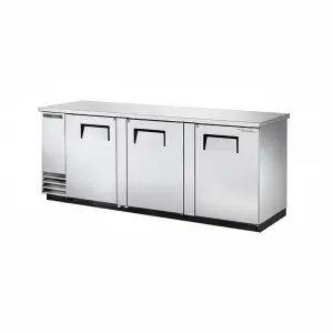 True TBB-4-S-HC 90 3/8" Bar Refrigerator - 3 Swinging Solid Doors, Stainless, 115v