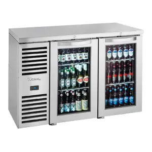 True TBR60-RISZ1-L-S-GG-1 60" Bar Refrigerator - Swinging Glass Doors, Stainless, 115v