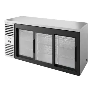 True TBR72-RISZ1-L-S-111-1 72" Bar Refrigerator - Sliding Glass Doors, Stainless, 115v