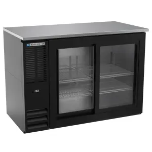 Beverage-Air BBN48HC-GS-B 48" Bar Refrigerator - 2 Sliding Glass Doors, Black, 115v