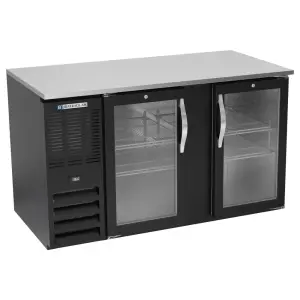 Beverage-Air BB58HC-G-B 58" Bar Refrigerator - 2 Swinging Glass Doors, Black, 115v