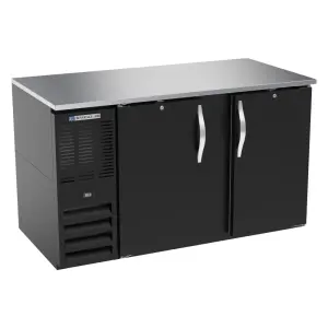 Beverage-Air BB58HC-F-B 59" Bar Refrigerator - 2 Swinging Solid Doors, Black, 115v