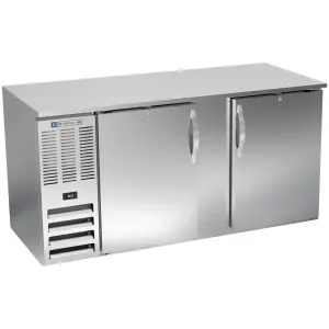 Beverage-Air BB68HC-S 69" Bar Refrigerator - 2 Swinging Solid Doors, Stainless, 115v