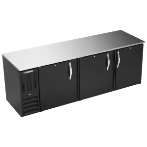 Beverage-Air BB94HC-B 94" Bar Refrigerator - 3 Swinging Solid Doors, Black, 115v