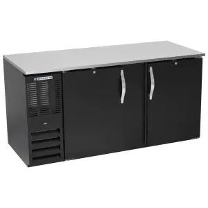 Beverage-Air BB68HC-F-B 68" Bar Refrigerator - 2 Swinging Solid Doors, Black, 115v