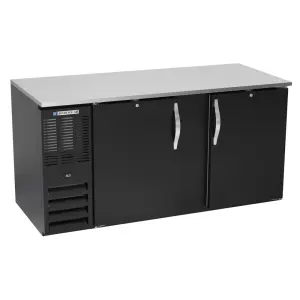Beverage-Air BB68HC-F-B 69" Bar Refrigerator - 2 Swinging Solid Doors, Black, 115v