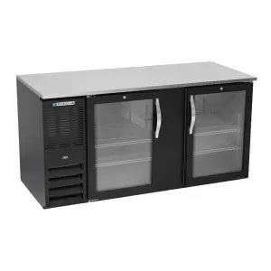 Beverage-Air BB68HC-FG-B 69" Bar Refrigerator - 2 Swinging Glass Doors, Black, 115v