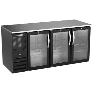 Beverage-Air BB72HC-G-B 72" Bar Refrigerator - 3 Swinging Glass Doors, Black, 115v