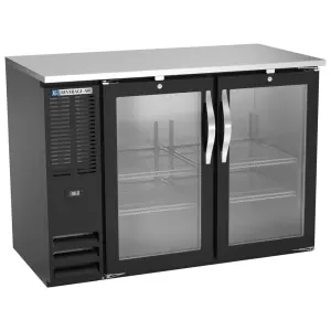 Beverage-Air BBN48HC-FG-B 48" Bar Refrigerator - 2 Swinging Glass Doors, Black, 115v