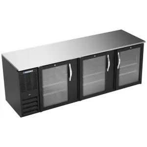 Beverage-Air BB94HC-FG-B 94" Bar Refrigerator - 3 Swinging Glass Doors, Black, 115v