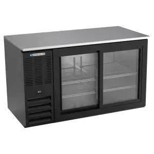 Beverage-Air BB58HC-F-GS-B 58" Bar Refrigerator - 2 Sliding Glass Doors, Black, 115v