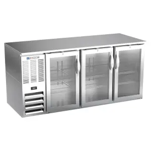 Beverage-Air BB72HC-G-S 72" Bar Refrigerator - 3 Swinging Glass Doors, Stainless, 115v