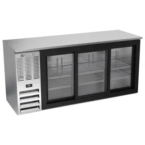 Beverage-Air BBN72HC-GS-S 72" Bar Refrigerator - 3 Sliding Glass Doors, Stainless, 115v