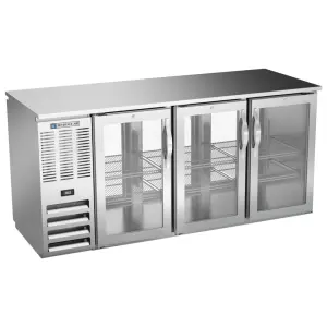 Beverage-Air BBN72HC-GS-PT-S 72" Bar Refrigerator - 6 Sliding Glass Doors, Stainless, 115v