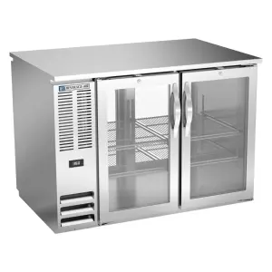 Beverage-Air BB48HC-G-PT-S 48" Pass Thru Bar Refrigerator - 4 Swinging Glass Doors, Stainless, 115v