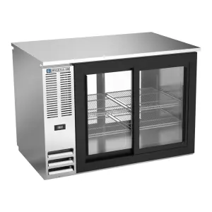 Beverage-Air BB48HC-GS-PT-S 48" Pass Thru Bar Refrigerator - 4 Sliding Glass Doors, Stainless, 115v