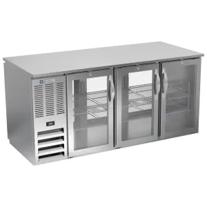 Beverage-Air BB72HC-G-PT-S 72" Pass Thru Bar Refrigerator - 6 Swinging Glass Doors, Stainless, 115v