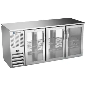 Beverage-Air BBN72HC-G-PT-S 72" Bar Refrigerator - 6 Swinging Glass Doors, Stainless, 115v
