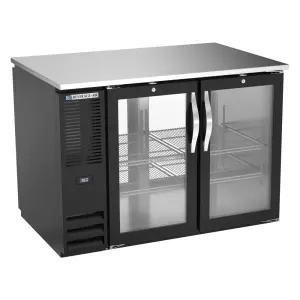 Beverage-Air BB48HC-G-PT-B 48" Pass Thru Bar Refrigerator - 4 Swinging Glass Doors, Black, 115v