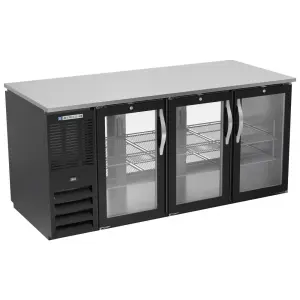 Beverage-Air BB72HC-G-PT-B 72" Pass Thru Bar Refrigerator - 6 Swinging Glass Doors, Black, 115v