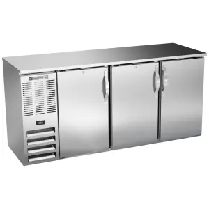Beverage-Air BBN72HC-F-S 72" Bar Refrigerator - 3 Swinging Solid Doors, Stainless, 115v