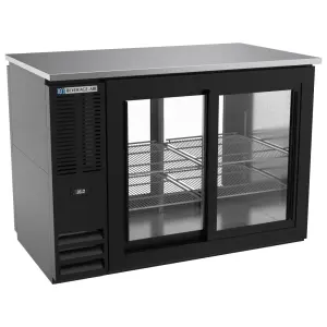Beverage-Air BBN48HC-GS-PT-B 48" Bar Refrigerator - 4 Sliding Glass Doors, Black, 115v