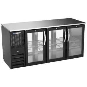 Beverage-Air BBN72HC-G-PT-B 72" Bar Refrigerator - 6 Swinging Glass Doors, Black, 115v
