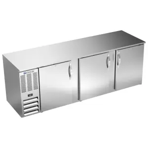 Beverage-Air BB94HC-F-S 94" Bar Refrigerator - 3 Swinging Solid Doors, Stainless, 115v
