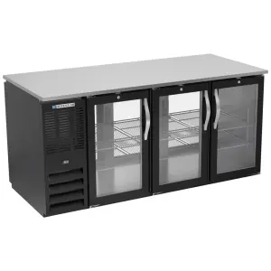Beverage-Air BB72HC-FG-PT-B 72" Bar Refrigerator - 6 Swinging Glass Doors, Black, 115v