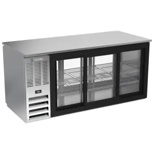 Beverage-Air BB72HC-GS-PT-S 72" Pass Thru Bar Refrigerator - 6 Sliding Glass Doors, Stainless, 115v