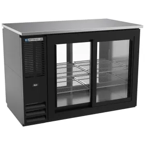 Beverage-Air BBN48HC-F-GS-PT-B 48" Bar Refrigerator - 4 Sliding Glass Doors, Black, 115v