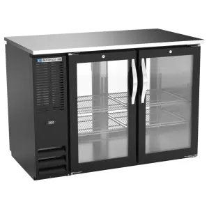 Beverage-Air BBN48HC-FG-PT-B 48" Bar Refrigerator - 4 Swinging Glass Doors, Black, 115v